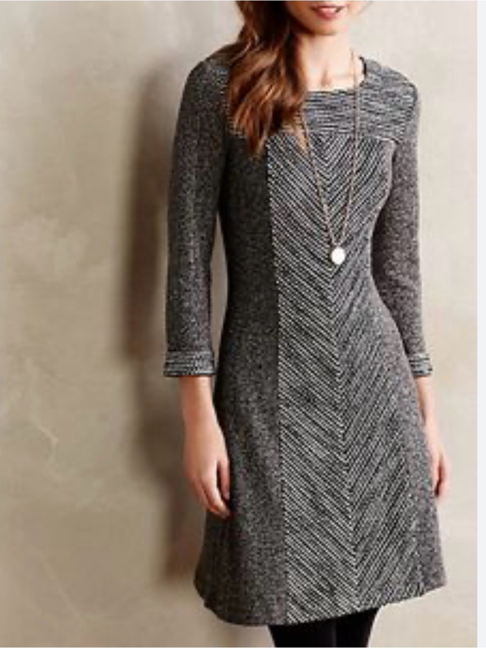 Sunday in Brooklyn Anthropologie Heather Gray Long Sleeve Tweed Dress Petite XS